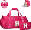 Birthday Gift for Daughter, Girls Travel Duffel Bag, Kids Initial Overnight Bags with Shoe Compartment, Customized Sport Gym Weekender Bag with Makeup Pouch, Teen Girl Gifts (Letter H)