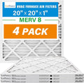 LotFancy 20x20x1 Air Filter MERV 8 4-Pack, Electrostatic Pleated Furnace & AC by LotFancy