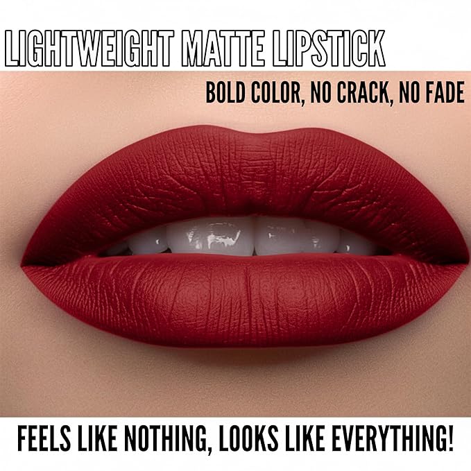 Mynena Red Long Lasting Lipstick for Women Waterproof & Transfer-Proof | Hydrating with Shea Butter | Bold Pigment Intense Matte Color Lip Stain | Talc-Free & Vegan Product that Performs | Elle