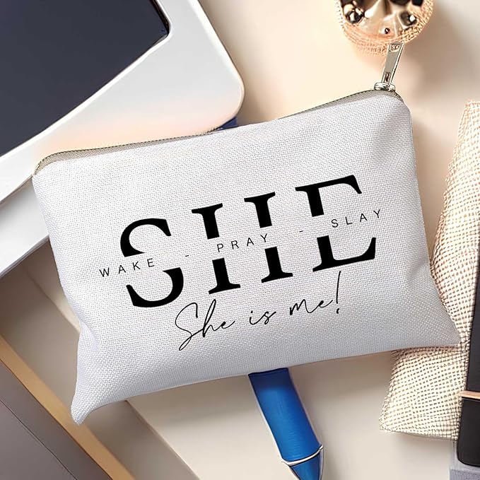 She Wake Pray Slay, She Is Me, Makeup Bag, I Am She, Motivational Cosmetic Bags, Entrepreneur Girl Boss, Boss Girl Gift, Mother's Day Gift, She Is Mom