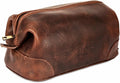 HLC Leather Toiletry Bag for Men - Premium Genuine Leather Dopp Kit Shaving Kit Organizer Travel Kit Pouch Bag - Large Size - Rustic Brown