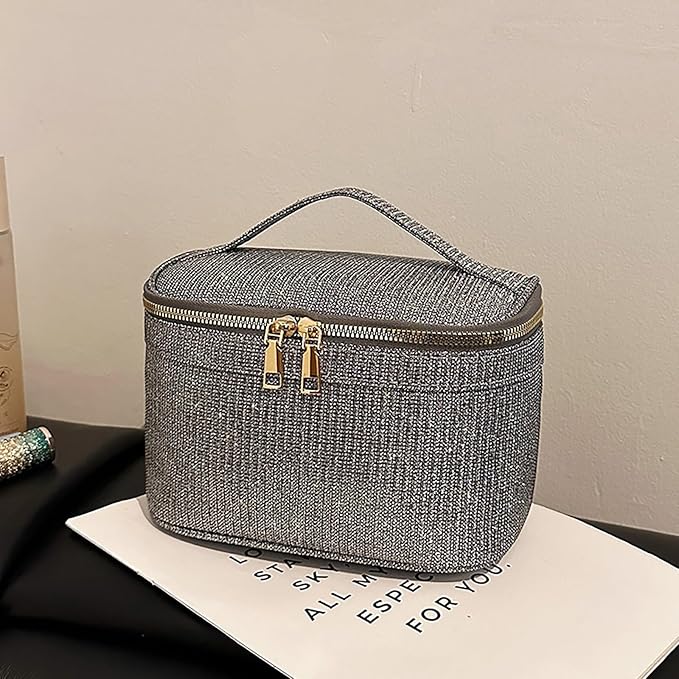 EURYNOME Makeup Bag with Custom Letter K, Water-Resistant Travel Organizer Pouch, (8.3x5.1x5.1 Inch) Cosmetic Case for Women