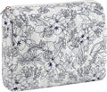Makeup Bag Travel Cosmetic Bag for Women Girls, Zipper Make Up Pouch, Floral Flowers Toiletry Organizer Makeup, Portable Storage Bag, Cosmetic Travel Cloth Bag (L/Navy Blue Flower)