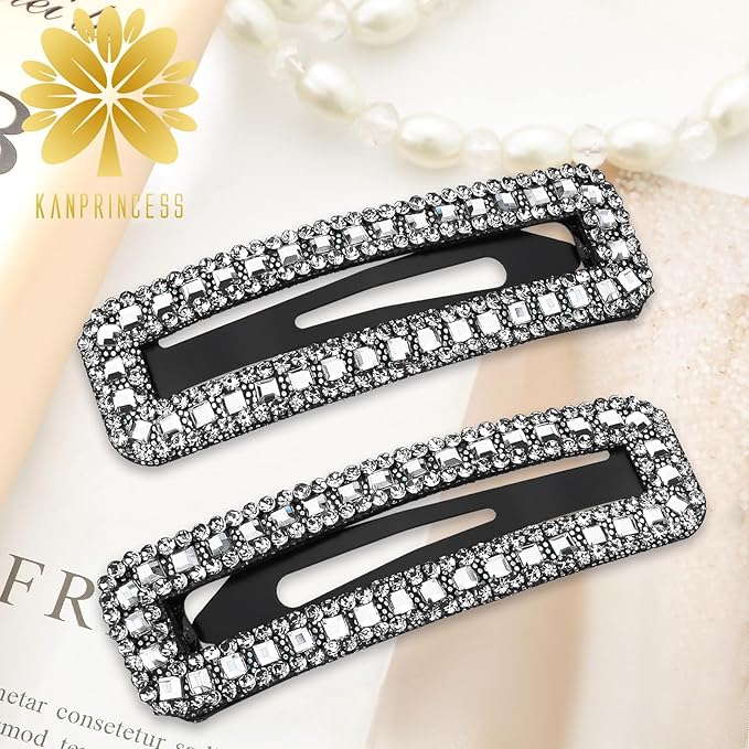 Rhinestone and Crystal Hair Clips 2-Pack, Sparkly Barrettes & Elegant Bling Accessories for Women & Girls(Set5)