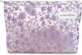 STARDW Aesthetic Floral Makeup Bag Cute Small Cosmetic Bags for Women Girls, Travel Toiletry Bag Large Capacity Zipper Makeup Pouch, Purse Organizer Pouches (Embroidery Purple)