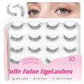 BEPHOLAN False Eyelashes With Tweezers- Ultra-thin False Lashes10 Pairs Eyelashes Pack Natural look Lash Strips Lightweight Lashes with Soft Clear Band(CCS122)