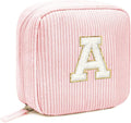 LETGO Birthday Gifts for Women Small Personalized Initial Monogram Makeup Bag,Preppy Corduroy Makeup Bags Travel Toiletry Bag Cute Pouch Purse for Her Mom Girlfriend Wife Sister Teacher Bridesmaid
