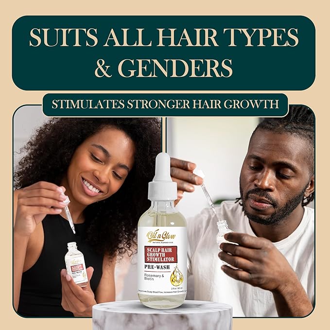 Pre Wash Hair Oil – USDA Certified Organic Scalp Oil Hair Growth Treatment with Rosemary & Biotin, Pre-Shampoo Serum for Thinning Hair & Hair Loss – 2 Fl Oz