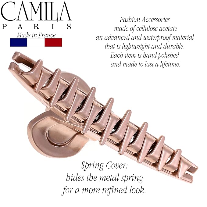 Camila Paris CP2597 French Hair Clip for Women, Narrow, Strong Hold Grip Double Teeth Girls Hair Claw Clips Jaw, Fashion Durable Styling Hair Accessories for Women, Made in France