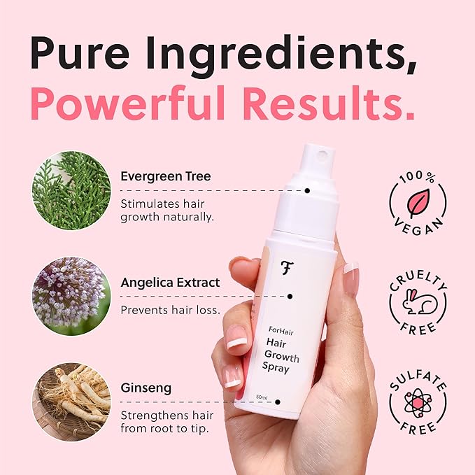 Revolutionary Hair Regrowth Serum - Fights Hair Thinning & Hair Loss - Strengthens, Thickens and Accelerates Hair Growth- Non Greasy and Hormone Free Spray For Scalp- 50ml - Forhair