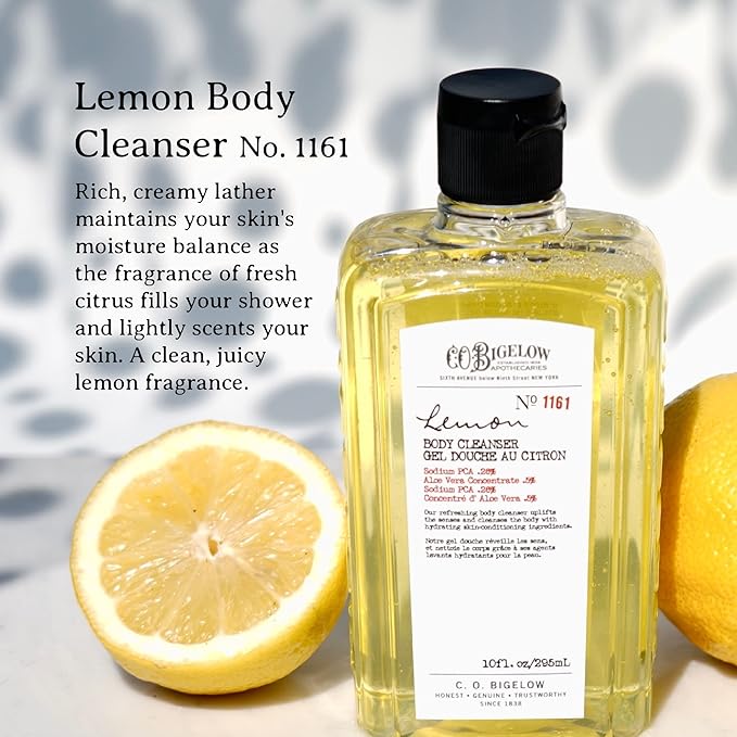 C.O. Bigelow Lemon Body Cleanser, Moisturizing Body Wash with Lemon Extract & Aloe Vera, 10 Fl Oz
