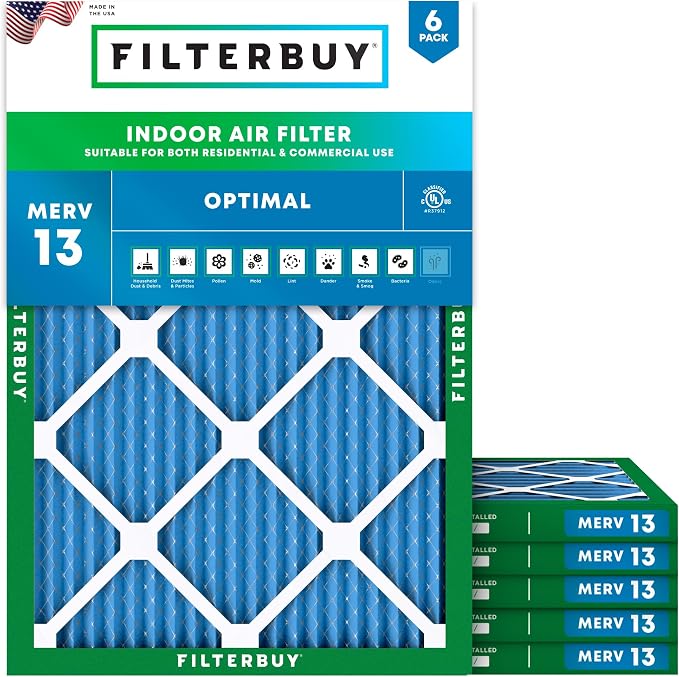 Filterbuy 8x14x1 Air Filter MERV 13 Optimal Smoke & Allergy Defense, by Filterbuy