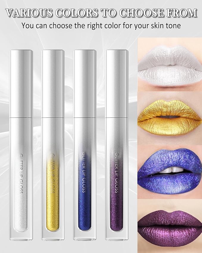 Glitter Sheer Plum Lip Gloss, Matte Metallic Shimmer Non-Stick Lip Gloss,Long-Lasting Waterproof Smudge Proof Liquid Lipstick Lipgloss,Sparkle Diamond Lip Tint Stain, Makeup Gift for Women Girl-08