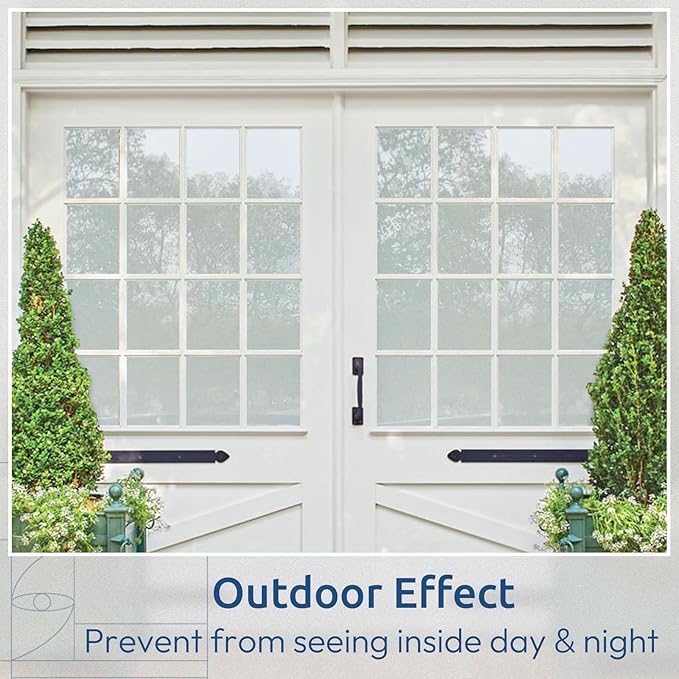 rabbitgoo Window Privacy Film, Non-Adhesive Frosted Glass Window Film for Bathroom, Static Cling Heat Blocking Stickers for Home Indoor Opaque Frosting Coverings House Tint, Matte White 11.8" x 118.1"