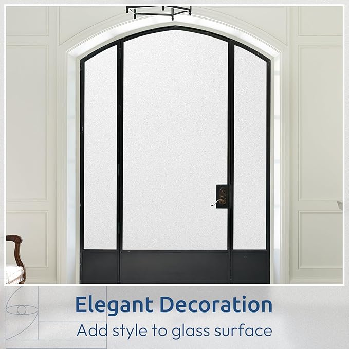 rabbitgoo Window Privacy Film, Non-Adhesive Frosted Glass Window Film for Bathroom, Static Cling Heat Blocking Stickers for Home Indoor Opaque Frosting Coverings House Tint, Matte White 35.4" x 157"