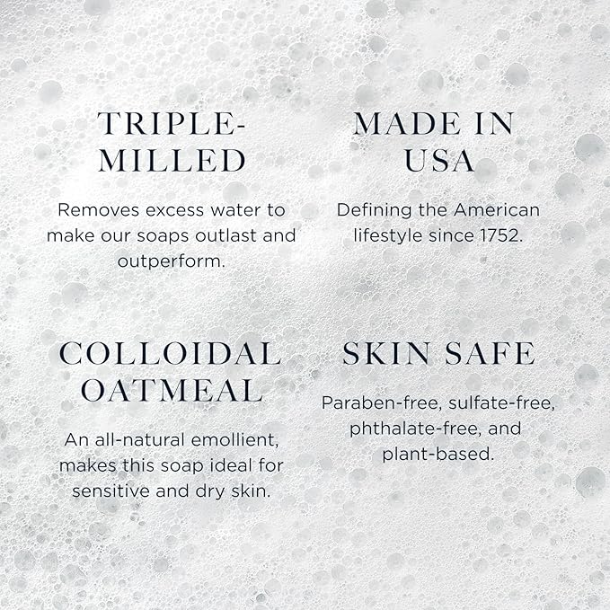 Caswell-Massey Oatmeal Castile Bar Soap for Men & Women, Unscented & Moisturizing Natural Soap Bar for All Skin Types, Made with Essential Oils & Plant-Based Formula for Face & Body, 6.4 oz