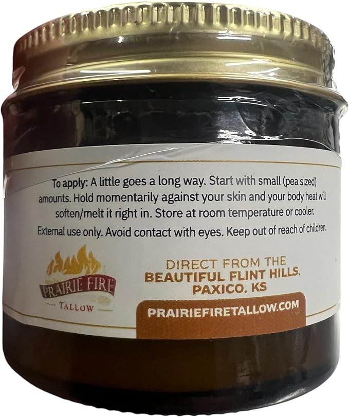 Grass Fed Beef Tallow Balm - 2 oz - Grown and Made in USA - Organic Grass Fed and Finished Tallow - Moisturizing Skin Care Orange
