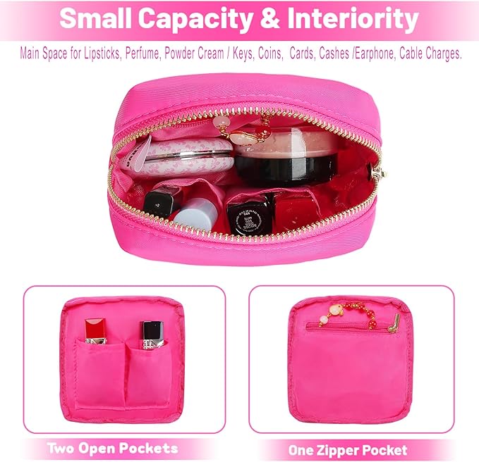 Travel Essentials Makeup Bag for Women Water-resistant Toiletry Organizer Nylon Cosmetic Pouch Preppy Stuff