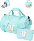5 Year Old Girl Birthday Gifts, Girls Travel Duffle Bag, Kids Initial Overnight Bags with Shoe Compartment, Personalized Weekend Bag with Cosmetic Pouch, Christmas Gift for Kid (Letter V)
