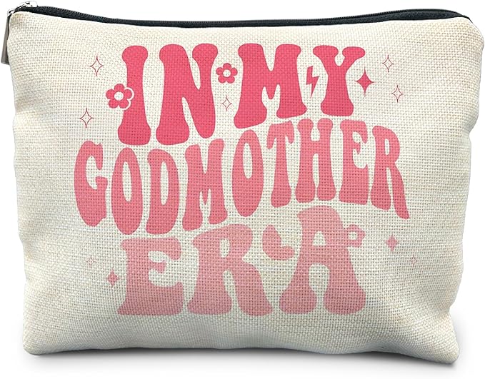 In My Godmother Era Makeup Bag, Godmother Mother's Day Gifts, Godmother Gifts from Godchild, Pink Godmother Makeup Bag Cosmetic Pouch
