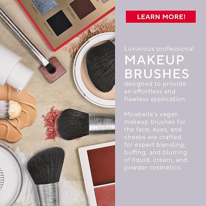 Mirabella Retractable Kabuki Brush, Premium Professional Makeup Brush Collection, Cruelty-Free Synthetic Bristle Brush with Hand-Sculpted Brushed Aluminum Handle, Luxury Blending Brush for Makeup