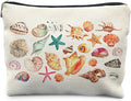 Coastal Beach Makeup Bag, Ocean Beach Themed Gifts Cosmetic Bags for Women, Gifts for Ocean Lovers, Colorful Seashell Starfish Beachy Zipper Makeup Pouch