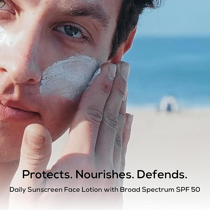MARLOWE. No. 128 Men's Facial Lotion with Sunscreen SPF 50, 3.4 oz, Oil-Free, Lightweight Daily Face Moisturizer for Men, Includes Natural Extracts to Hydrate, Nourish & Soothe