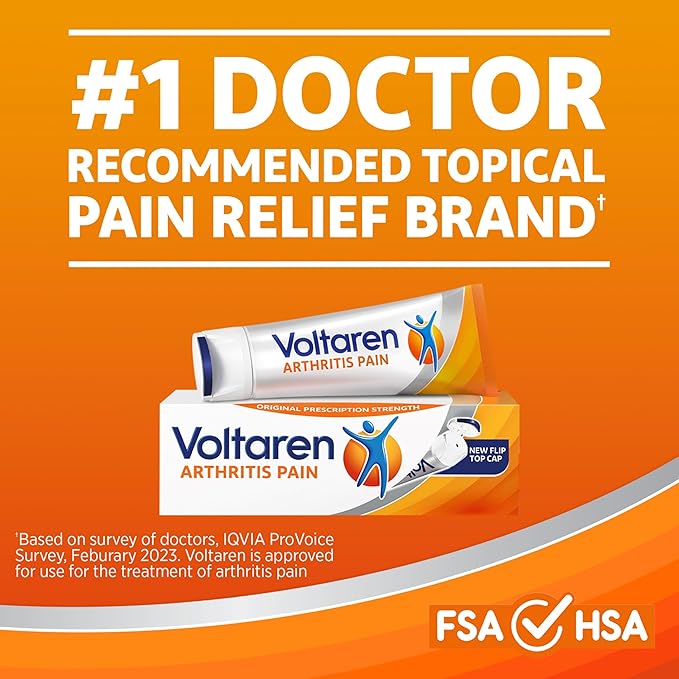 Voltaren Arthritis Pain Gel for Powerful Topical Arthritis Pain Relief with Diclofenac - NEW Easy Open Cap - 100 g x 2