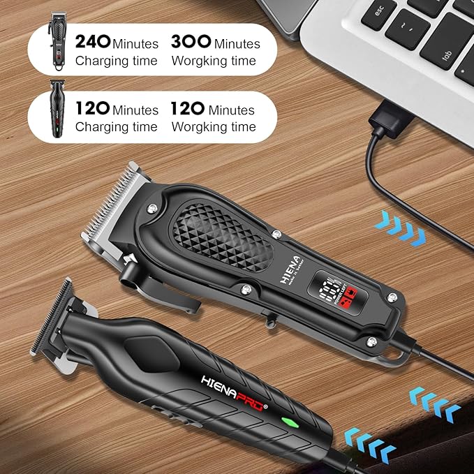 HIENA Professional Hair Clipper Set & Trimmer Kit for Men, Rechargeable Cordless Barber Clippers for Hair Cutting, Haircut Clippers, Gift for Men