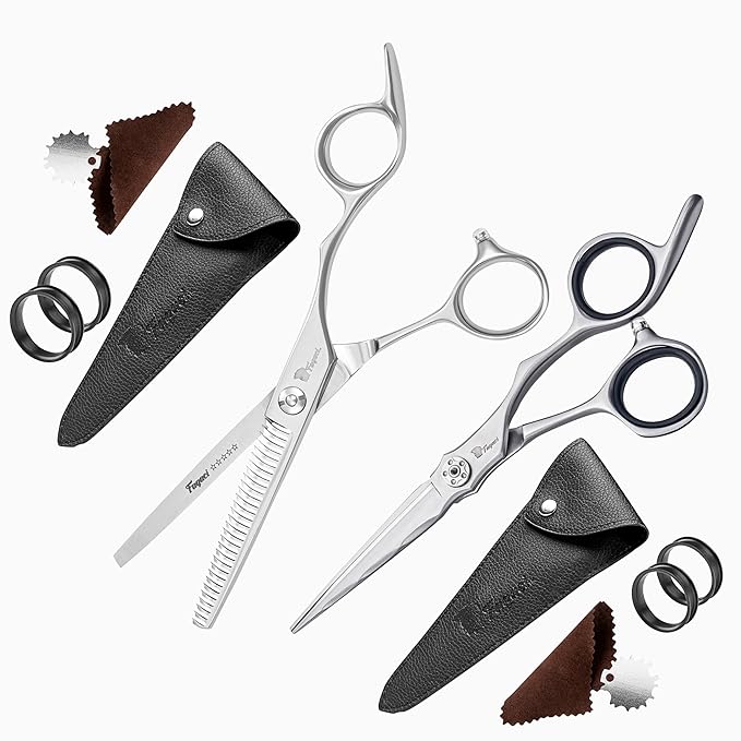Fagaci Professional Hair Cutting Scissors 6” Japanese Steel for Ultra-Precise Cuts, Thinning Scissors for Texturizing, Extreme Durability Hair Shears, Hair Cutting Barber Scissors