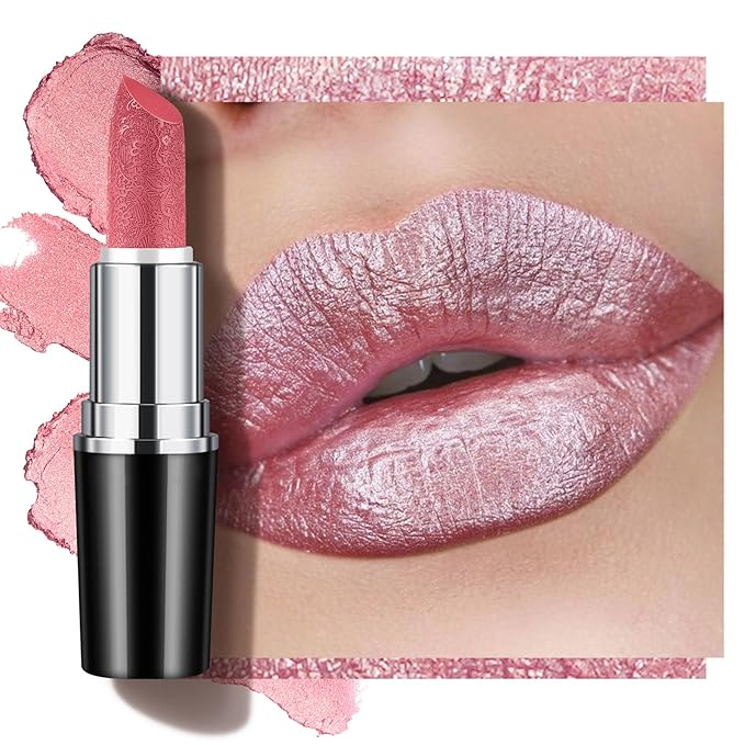 Anglicolor Glitter Pink Lipstick,High Impact Lipcolor,Lightweight Hydrating Formula Smooth and Non-Sticky,Metallic Lipstick For Women,Full-Coverage Lip Color (13 BABY ANGEL, 4g)