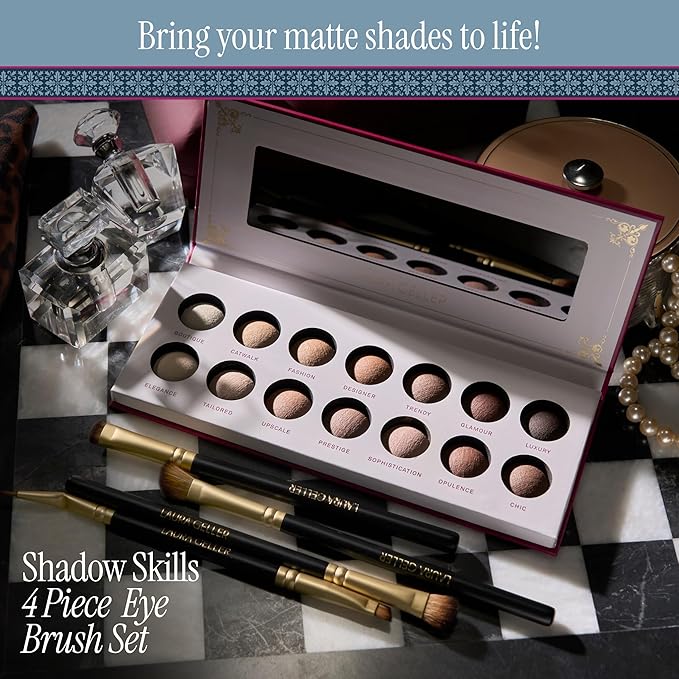 LAURA GELLER NEW YORK The Delectables Madison Ave Mattes Eyeshadow Palette - Includes 14 Matte-Finish Baked Eyeshadows in Stunning Neutral Shades - Long-Lasting Creamy Eyeshadows for Everyday