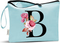 Vavabox A-Z Personalized Makeup Bag, Birthday Gifts for Women Mom, Gifts for Best Friend, Bride Bridesmaid Cosmetic bag (B, Green)