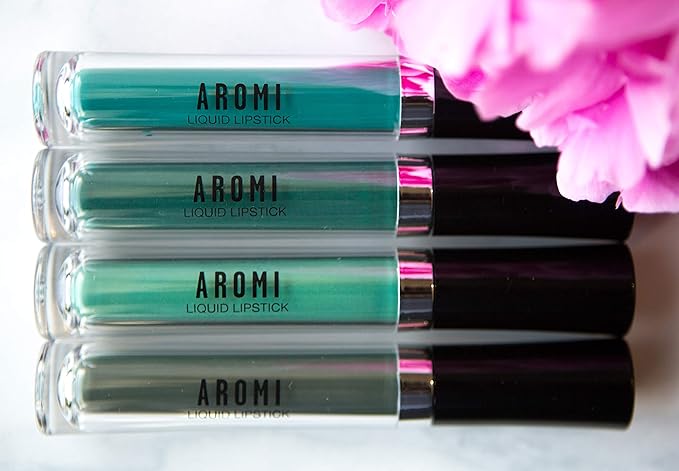 Aromi Dark Green Matte Liquid Lipstick | Long-Lasting, Forest Lip Color, Vegan Makeup, Cruelty-free, Unique Lipstick Shade, Handmade (Emerald Green)