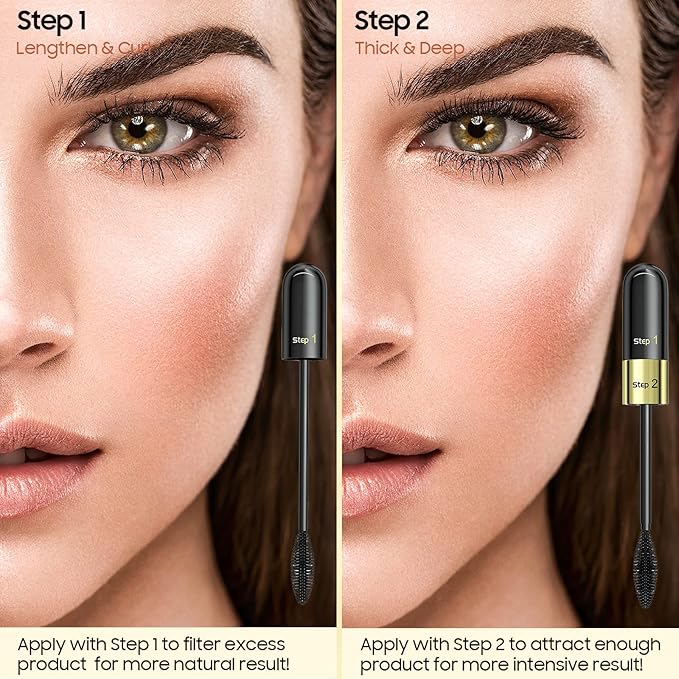 Volume and Length Tubing Mascara - Long-Lasting & Waterproof 2-1 Mascara Black Curling Eyelashes and Fast Dry, Easy to Apply & All Day Full, Vegan & Cruelty Free (Black, 0.28 fl. oz)