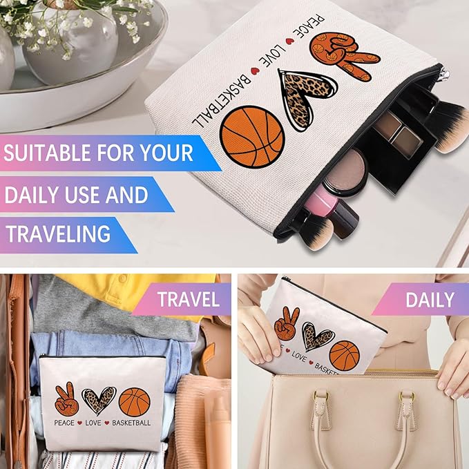 Basketball Gifts for Women - Cosmetic Bag Gifts for Players, Fans & Friends - Travel Makeup Pouch