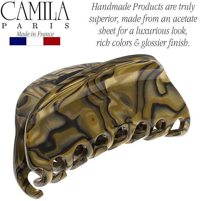 Camila Paris CP2959 French Hair Ponytail Holders Ties, Flower, Handmade, Bronze, Strong Hold Grip Hair Clips for Women, No Slip and Durable Styling Girls Hair Accessories, Made in France