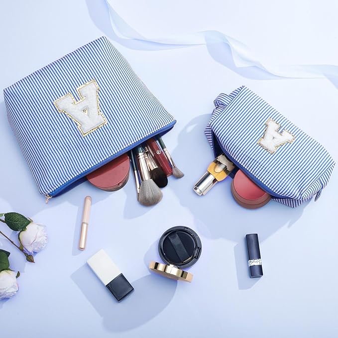 YOOLIFE Personalized Initial Makeup Bag - Travel Cosmetic Bag for Mom, Niece, Teen Girl Birthday Gifts