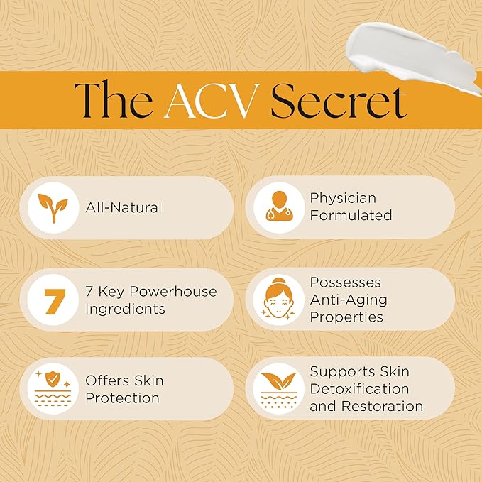 UpWellness The ACV Secret Skin Moisturizer - Hydrating Cream with Apple Cider Vinegar, Hyaluronic Acid, Castor Oil, and More - Protect and Restore Skin - Physician Formulated - 30 ml