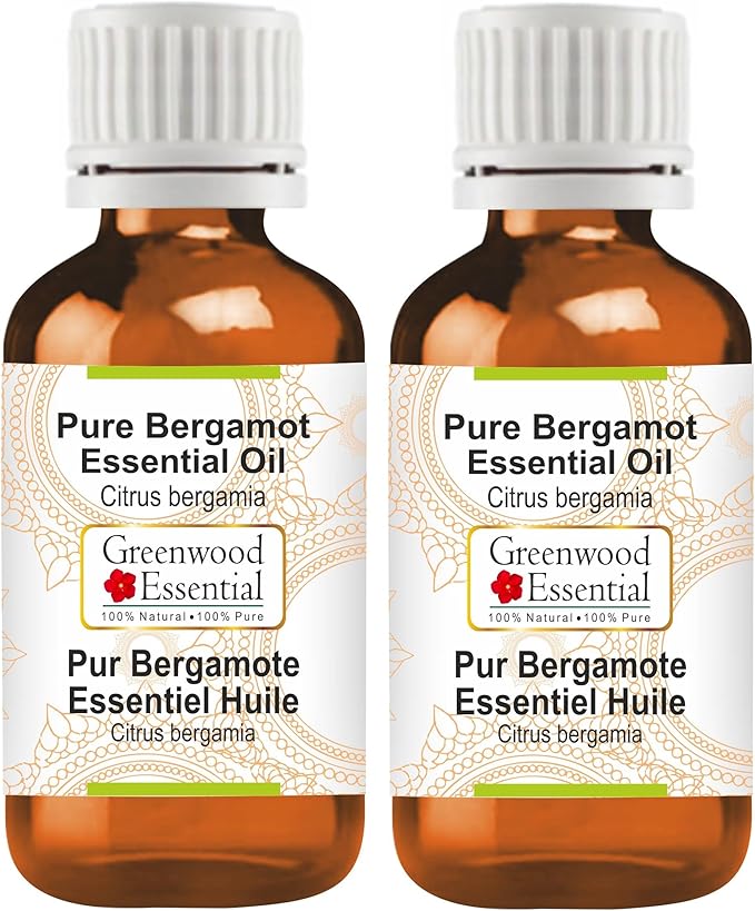 Greenwood Essential Pure Bergamot Essential Oil (Citrus bergamia) Steam Distilled (Pack of Two) 100ml X 2 (6.76 oz)
