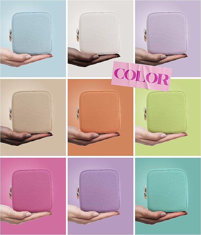 Embla Makeup Bag Travel Cosmetics Pouch and Toiletry Bag, Nylon Zipper Pouch Purse, Cute Make Up Organizer Storage Tote for Women Girls, Waterproof Travel Skincare Case, Small Makeup Bags, Chocolate