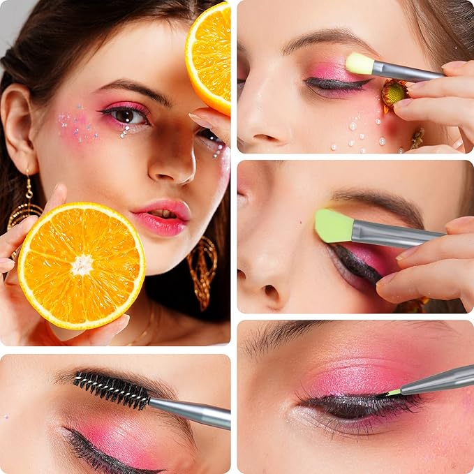 Docolor Eyeshadow Brush Set 15Pcs Eye Makeup Brushes Professional Makeup Brush Set Eye Shadow Blending Concealer Eyebrow Eyelash Eye Liners Premium Synthetic Eyeshadow Crease Brow Brush, Neon Green