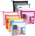 8 Pack Mini Zipper Mesh Makeup Bags, Nylon Cosmetic Bags Toiletry Purse Travel Organizer Bags Inside Bag for Office Travel Organization (Widened-Multicolor, S)