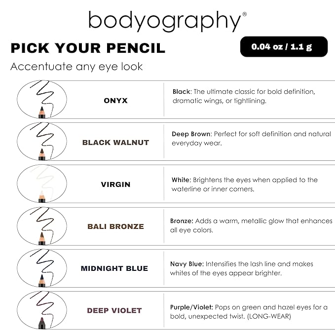 Bodyography Cream Eye Pencil, Virgin - White Wooden Eyeliner for Eyes & Eyebrows, Long-Lasting Cruelty-Free Coconut Oil Cosmetic Liner