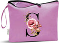 Vavabox A-Z Personalized Makeup Bag, Birthday Gifts for Women Mom, Gifts for Best Friend, Bride Bridesmaid Cosmetic bag (S, Purple)