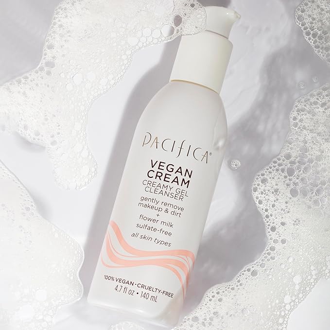 Pacifica Vegan Collagen Cream Gel Facial Cleanser - Daily Foaming Face Wash & Makeup Remover, Hydrating Anti-Aging Face Wash for Dry & Sensitive Skin, 4.7oz