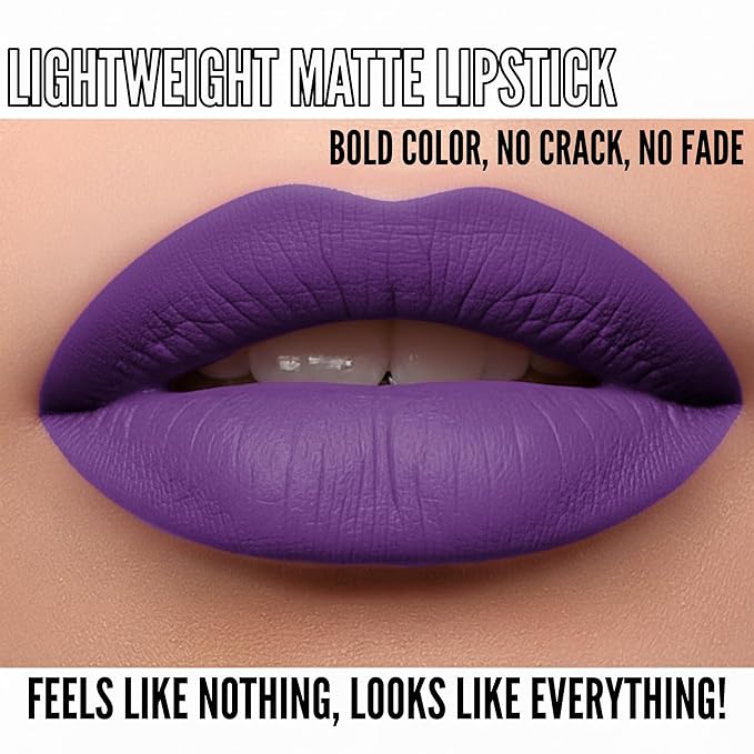 Mynena Pearl Purple Long Lasting Lipstick for Women Waterproof & Transfer-Proof | Hydrating with Shea Butter | Bold Pigment Matte Color Lip Stain | Talc-Free & Vegan Product that Performs | Sofia