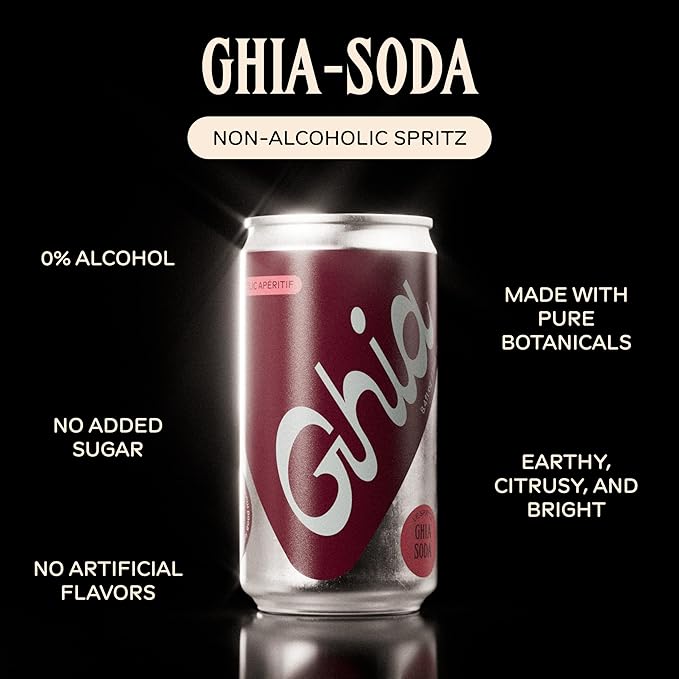 Ghia Non-Alcoholic Le Spritz | Ghia-Soda 12-Pack | Canned Mocktail & Cocktail Mixer, Zero Proof Sparkling Apéritif with Soothing Herbal Extracts | No Sugar, No Artificial Flavors, Caffeine-Free