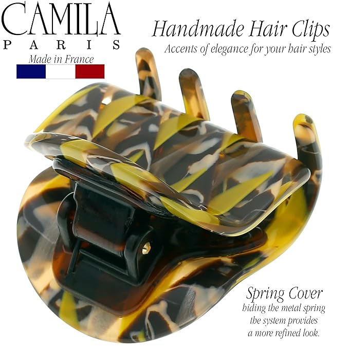 Camila Paris CP3270 French Hair Clip for Women, Small Handmade Mustard, Girls Hair Claw Clips Jaw Fashion Durable and Styling Hair Accessories for Women, Strong Hold No Slip Grip, Made in France