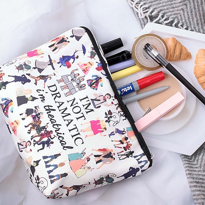 I'm Not Dramatic I'm Theatrical Makeup Bag Broadway Musical Gift Theatre Bag Pencil Case Fun Theatrical Design Makeup Bag (Not dramatic)